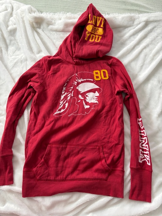 PINK Victoria's Secret Sweaters - RARE- Discontinued Line— PINK Victoria's Secret Red Hooded Pullover USC